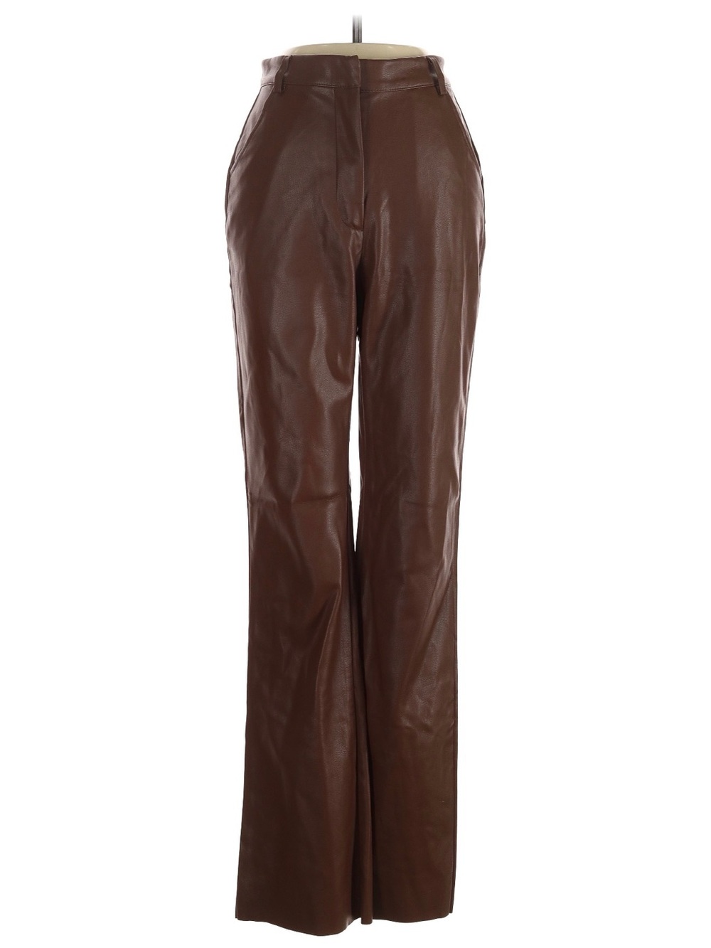Meshki Brown Faux Leather Trim Mini Skirt